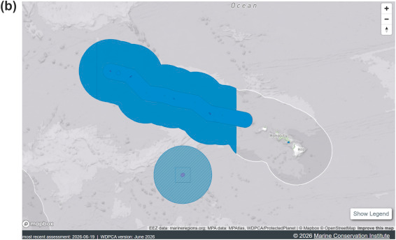 MPAtlas map showing the marine monument as a large blue polygon